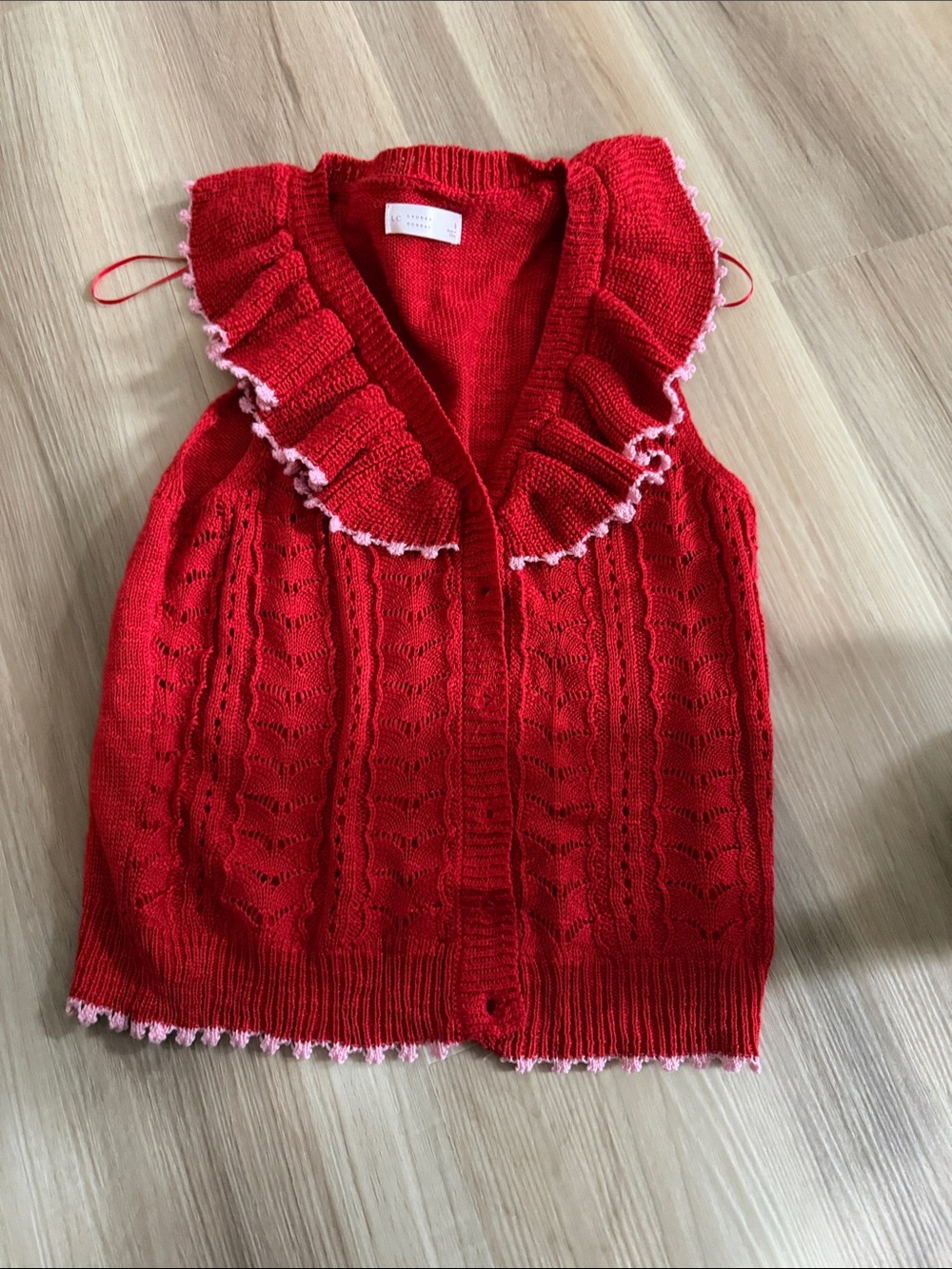 LC Lauren Conrad Red V-Neck Knit Tank